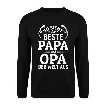 So sieht der beste Papa und Opa der welt aus - Gro - Unisex Pullover - Schwarz - Vorne - Alina (178cm) & Michal (187cm)