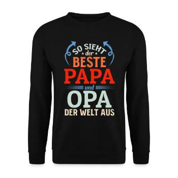 So sieht der beste Papa und Opa der welt aus - Gro - Unisex Pullover - Schwarz - Vorne - Alina (178cm) & Michal (187cm)