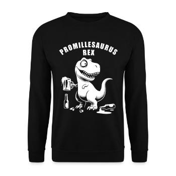 Promillesaurus Rex: Der trinkfeste T-Rex - Unisex Pullover - Schwarz - Vorne - Alina (178cm) & Michal (187cm)