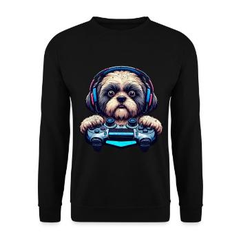 Spiele-Nerds, Shih Tzu Hundeliebhaber - Unisex Pullover - Schwarz - Vorne - Alina (178cm) & Michal (187cm)