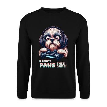 Cool Design for Shih Tzu and Computer Games - Unisex Sweatshirt - black - Front - Alina (178cm) & Michal (187cm)