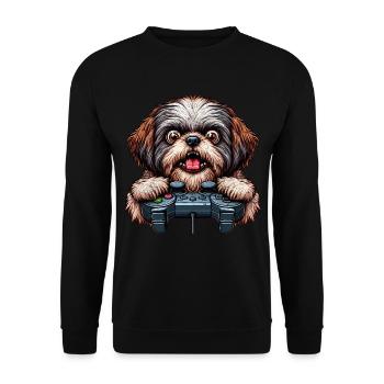 Dog gamers, Dog game freak shih tzu - Unisex Sweatshirt - black - Front - Alina (178cm) & Michal (187cm)