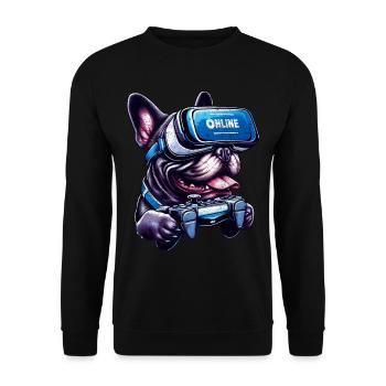 Dog Lover,French Bulldog VR Gamer - Unisex Sweatshirt - black - Front - Alina (178cm) & Michal (187cm)