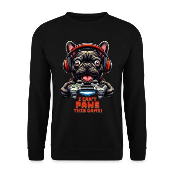 French Bulldog Gamer with game controller - Unisex Sweatshirt - black - Front - Alina (178cm) & Michal (187cm)