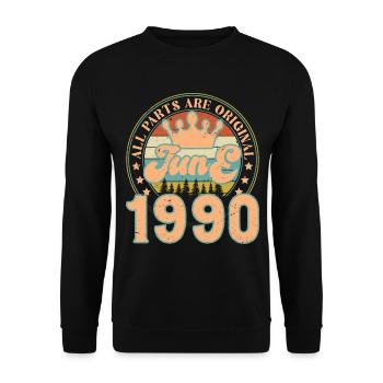 Juin 1990. Cadeau d’anniversaire juin 1990. June - Sweat-shirt Unisexe - noir - Devant - Alina (178cm) & Michal (187cm)