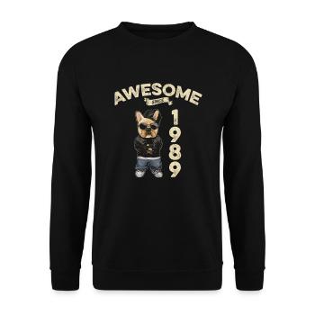 1989 Anniversaire Génial depuis Cool Dog - Sweat-shirt Unisexe - noir - Devant - Alina (178cm) & Michal (187cm)