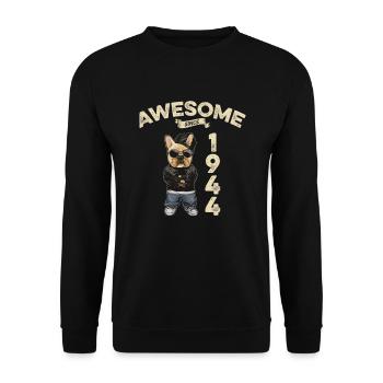 1944 Birthday Awesome since Cool Dog - Unisex Sweatshirt - black - Front - Alina (178cm) & Michal (187cm)