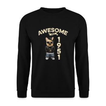 1951 Birthday Awesome since Cool Dog - Unisex Sweatshirt - black - Front - Alina (178cm) & Michal (187cm)