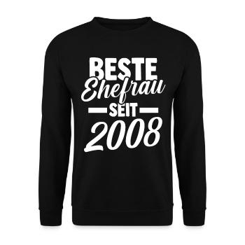 Valentinstag Beste Ehefrau Seit 2008 - Unisex Pullover - Schwarz - Vorne - Alina (178cm) & Michal (187cm)