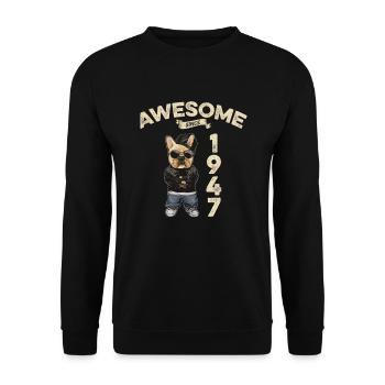 1947 Birthday Awesome since Cool Dog - Unisex Sweatshirt - black - Front - Alina (178cm) & Michal (187cm)