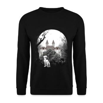 Château médiéval Forêt Loups Conte de fées Wehrwolf - Sweat-shirt Unisexe - noir - Devant - Alina (178cm) & Michal (187cm)