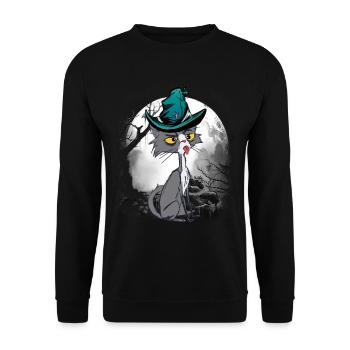 Chat magique chats sorcier conte de fées personnage conte de fées - Sweat-shirt Unisexe - noir - Devant - Alina (178cm) & Michal (187cm)