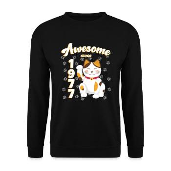 1977 Anniversaire Génial depuis Chat Maneki neko - Sweat-shirt Unisexe - noir - Devant - Alina (178cm) & Michal (187cm)