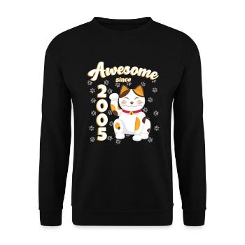 2005 Anniversaire Génial depuis Chat Maneki neko - Sweat-shirt Unisexe - noir - Devant - Alina (178cm) & Michal (187cm)