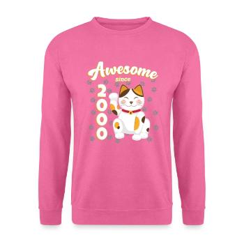 2000 Geburtstag Awesome since Katze Maneki neko - Unisex Pullover - Pink - Vorne