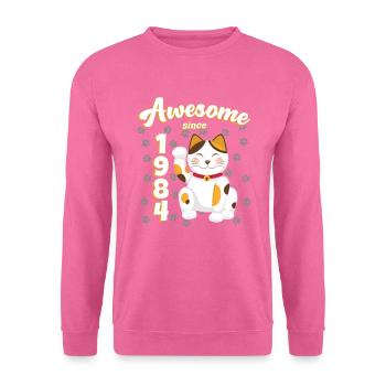 1984 Geburtstag Awesome since Katze Maneki neko - Unisex Pullover - Pink - Vorne