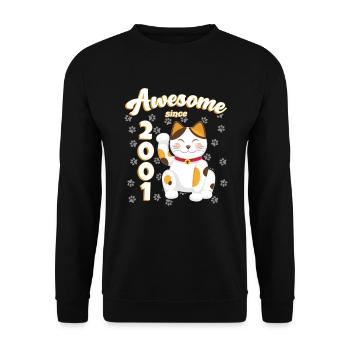 2001 Anniversaire Génial depuis Chat Maneki neko - Sweat-shirt Unisexe - noir - Devant - Alina (178cm) & Michal (187cm)