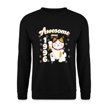 1996 Anniversaire Génial depuis Chat Maneki neko - Sweat-shirt Unisexe - noir - Devant - Alina (178cm) & Michal (187cm)