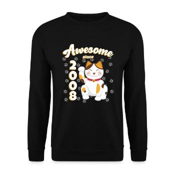 2008 Anniversaire Génial depuis Chat Maneki neko - Sweat-shirt Unisexe - noir - Devant - Alina (178cm) & Michal (187cm)