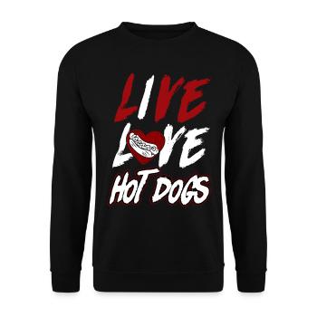 Hot Dog Adult Live Love Hot Dogs - Unisex Sweatshirt - black - Front - Alina (178cm) & Michal (187cm)