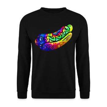 Hot Dog Adulte Tie Dye Années 90 Rétro - Sweat-shirt Unisexe - noir - Devant - Alina (178cm) & Michal (187cm)