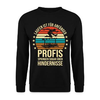 Obstacle course track and field athlete hurdler - Unisex Sweatshirt - black - Front - Alina (178cm) & Michal (187cm)