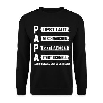 Idées amusantes pour la fête des pères Papa Fête des pères amusante - Sweat-shirt Unisexe - noir - Devant - Alina (178cm) & Michal (187cm)