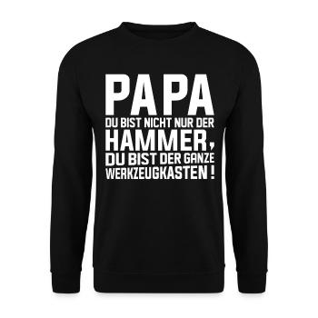 Papa Vatertag Ideen Vater Bester Papa - Unisex Pullover - Schwarz - Vorne - Alina (178cm) & Michal (187cm)