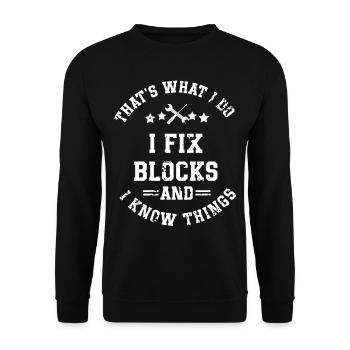 Mécanicien automobile, mécatronicien, technicien tournevis, dictons - Sweat-shirt Unisexe - noir - Devant - Alina (178cm) & Michal (187cm)