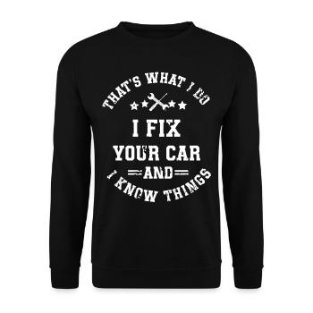 Mécanicien automobile, mécatronicien, technicien tournevis, dictons - Sweat-shirt Unisexe - noir - Devant - Alina (178cm) & Michal (187cm)