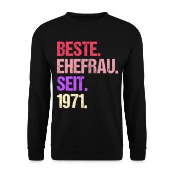 Valentinstag Beste Ehefrau Seit 1971 - Unisex Pullover - Schwarz - Vorne - Alina (178cm) & Michal (187cm)