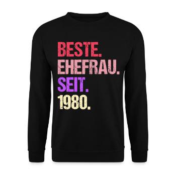 Valentinstag Beste Ehefrau Seit 1980 - Unisex Pullover - Schwarz - Vorne - Alina (178cm) & Michal (187cm)