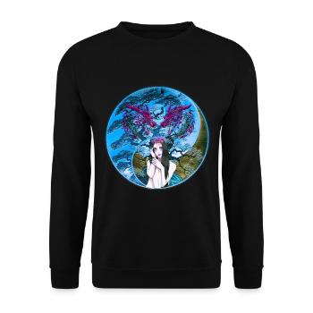 Drache Drachen Mädchen Märchen Fantasy - Unisex Pullover - Schwarz - Vorne - Alina (178cm) & Michal (187cm)