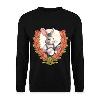 Banjo Bunny Music Roses Birthday Rabbit Child - Unisex Sweatshirt - black - Front - Alina (178cm) & Michal (187cm)
