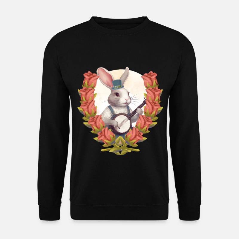 Banjo Hase Musik Rosen Geburtstag Kaninchen Kind - Unisex Pullover - Schwarz