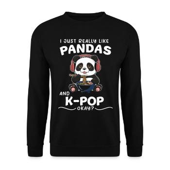 Panda Panda Bear Funny - Unisex Sweatshirt - black - Front - Alina (178cm) & Michal (187cm)
