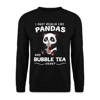 Panda Panda Bear Funny - Unisex Sweatshirt - black - Front - Alina (178cm) & Michal (187cm)