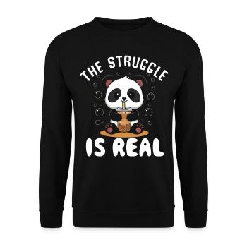Panda Panda Bear Funny - Unisex Sweatshirt - black - Front - Alina (178cm) & Michal (187cm)