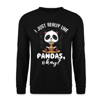 Panda Panda Bear Funny - Unisex Sweatshirt - black - Front - Alina (178cm) & Michal (187cm)