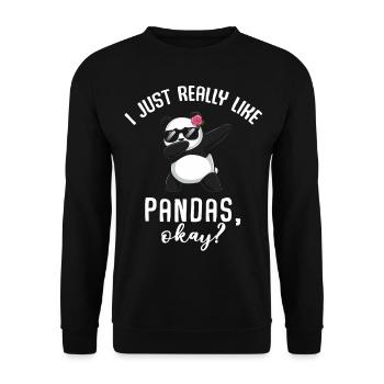 Panda Panda Bear Funny - Unisex Sweatshirt - black - Front - Alina (178cm) & Michal (187cm)
