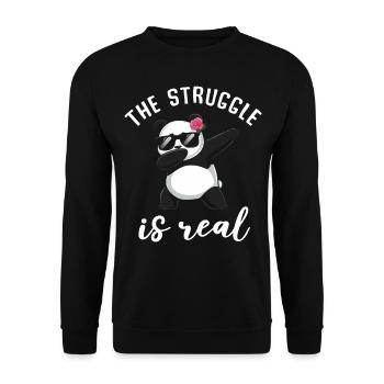 Panda Panda Bear Funny - Unisex Sweatshirt - black - Front - Alina (178cm) & Michal (187cm)