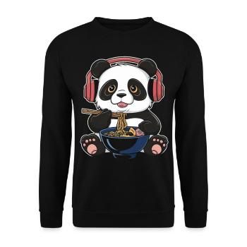 Panda Panda Bear Funny - Unisex Sweatshirt - black - Front - Alina (178cm) & Michal (187cm)