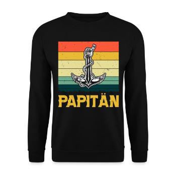 Vatertag Lustig Papa Papitän - Unisex Pullover - Schwarz - Vorne - Alina (178cm) & Michal (187cm)