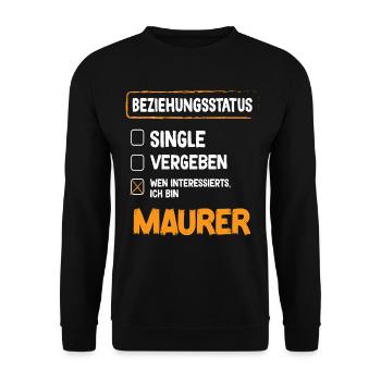 Maurer Beziehungsstatus - Unisex Pullover - Schwarz - Vorne - Alina (178cm) & Michal (187cm)