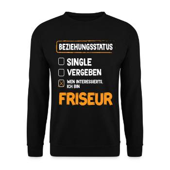 Friseur Beziehungsstatus - Unisex Pullover - Schwarz - Vorne - Alina (178cm) & Michal (187cm)