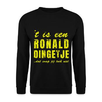 Des chemises au nom de Ronald ; mugs imprimés, - Sweat-shirt Unisexe - noir - Devant - Alina (178cm) & Michal (187cm)