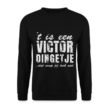 Cool nom de la chemise design Victor, personnalisé - Sweat-shirt Unisexe - noir - Devant - Alina (178cm) & Michal (187cm)