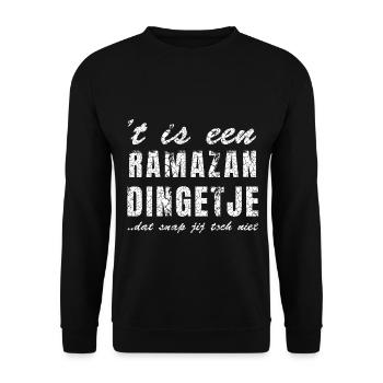 Design de chemise avec texte pour Ramazan - Sweat-shirt Unisexe - noir - Devant - Alina (178cm) & Michal (187cm)