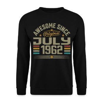 Baujahr Juli 1962 | Geschenk Juli 1962 - Unisex Pullover - Schwarz - Vorne - Alina (178cm) & Michal (187cm)