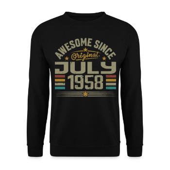 Baujahr Juli 1958 | Geschenk Juli 1958 - Unisex Pullover - Schwarz - Vorne - Alina (178cm) & Michal (187cm)